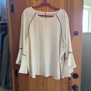 Calvin Klein White Blouse with Black Trim